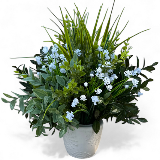 Green and White Floral Arrangement Fake Plant for Indoor and Outdoor